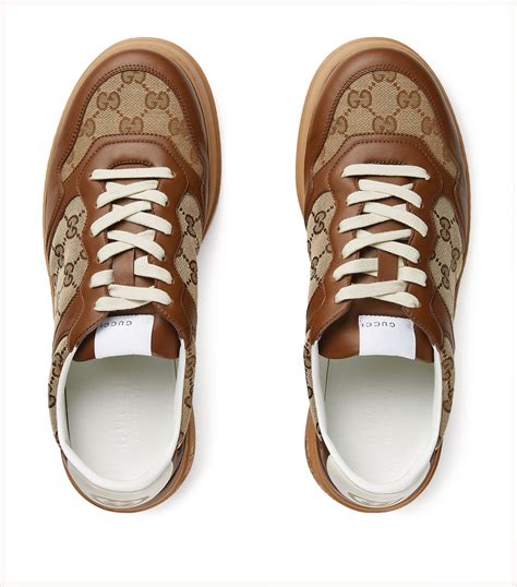 gucci logo sneakers brown|Gucci gg canvas sneakers.